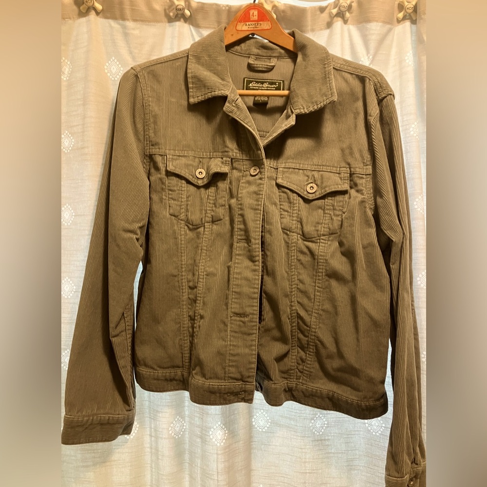 Eddie Bauer Women’s Medium Sage Green Corduroy Jacket Size L
